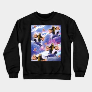 Space Sloth Riding Pug Pugicorn Unicorn Eating Pizza Crewneck Sweatshirt